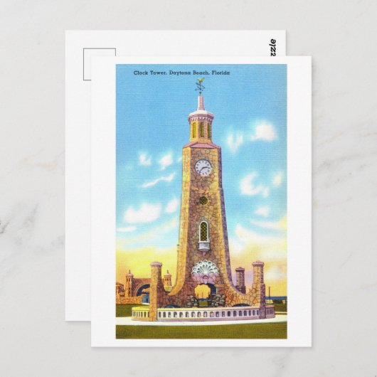 クロックタワーアットデイトナビーチヴィンテージ ポストカード (正面/裏面)