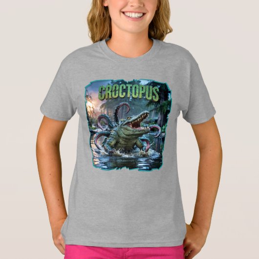 クロックトーパス 写真 – ワニのタコ スケアリー Tシャツ (正面)