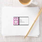 クロックブライダルシャワーピンクと白ストライプ色 ラベル (インサイチュ)