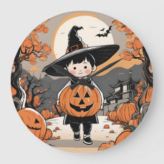 クロックボーイハロウィーンテーマ ラージ壁時計