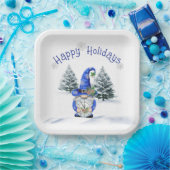 クロック付きブルークリスマス格言 ペーパープレート (パーティー)