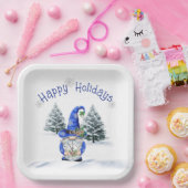 クロック付きブルークリスマス格言 ペーパープレート (パーティー)