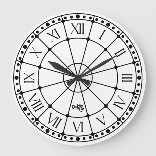 クロック傾斜ラインクラシックアンティークA ラージ壁時計 (正面)