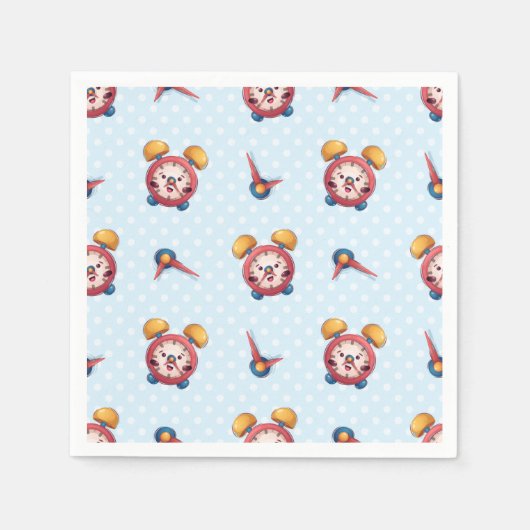 クロック頭が切れるコレクション – 青 スタンダードカクテルナプキン (正面)