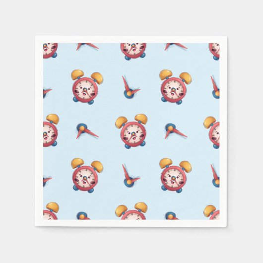 クロック頭が切れるコレクション – 青 スタンダードカクテルナプキン (正面)