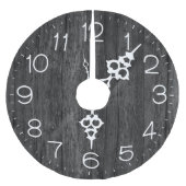 クロック顔オンダークグレーウッド ブラッシュドポリエステルツリースカート (正面)