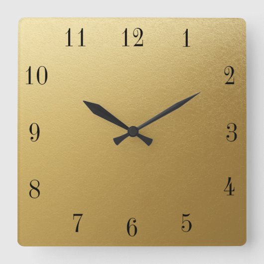 クロック顔テンプレート工業用ローマフォントゴールデン スクエア壁時計 (正面)