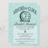 クロック アラウンド ザ クロック ブライダル シャワー 招待状 (正面/裏面)