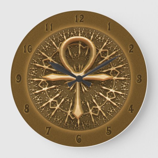 クロック – エジプトアンクゴールデンオーナメント (正面)