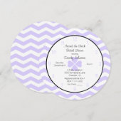 クロック ラウンド ブライダル シャワー 招待状 ラベンダー (正面/裏面)