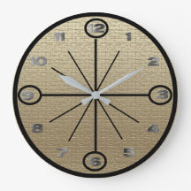 クロック – リネンの背景（金属数字付き）