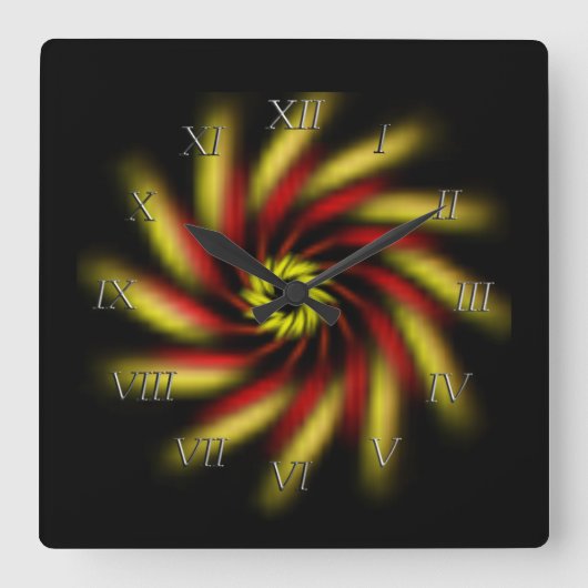 クロック – 黒上のピンホイール (正面)