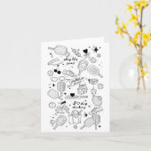 クロッケボール ドゥードル ブラック オン ベージュ レトロ コンフォート C カード (黄色い花)