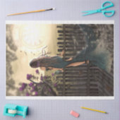 クロッシングオーバー、ポートレートフローラ鳥フェンス時計 薄葉紙 (クラフト)