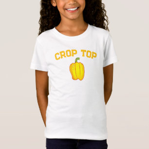 クロップトップ、黄唐辛子、野菜、おもしろい子供 Tシャツ