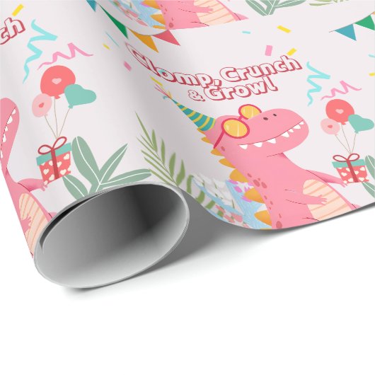 クロップ、クランチ&グロール！恐竜パーティー ラッピングペーパー (ロールコーナー)