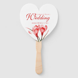 クロッ結婚カス赤オレンジ色の花アートプログラムファン ハンドファン