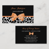 クロティエガーリーキリンプリントオレンジリボンボウ 名刺 (正面/裏面)