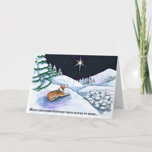 クロテンの牧羊犬のクリスマスカード シーズンカード (正面)