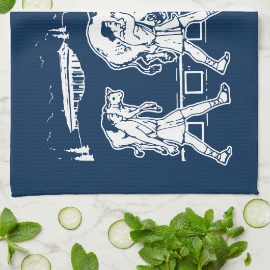 クロトンと牛のミロ – ジムやる気を起こさせる キッチンタオル (折り畳み)