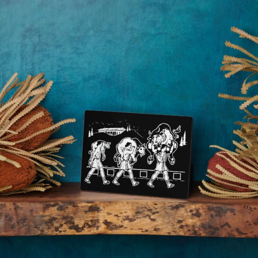 クロトンと牛のミロ – ジムやる気を起こさせる フォトプラーク (側面)