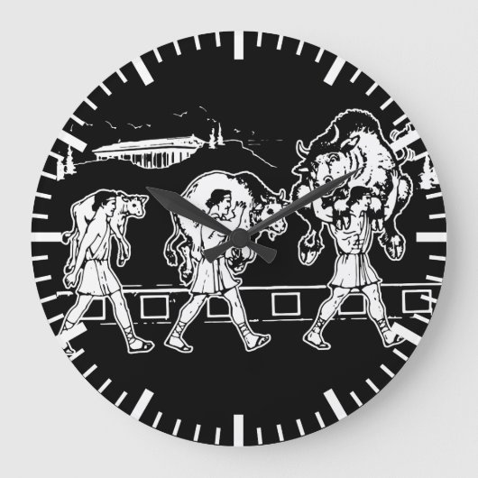 クロトンと牛のミロ – ジムやる気を起こさせる ラージ壁時計 (正面)