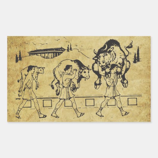 クロトンと牛のミロ – ジムやる気を起こさせる 長方形シール (正面)
