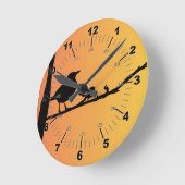 クロドリのシルエット ラウンド壁時計 (傾斜)