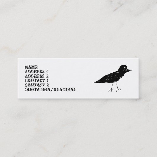 クロドリの細い名刺(白い) スキニー名刺 (正面)