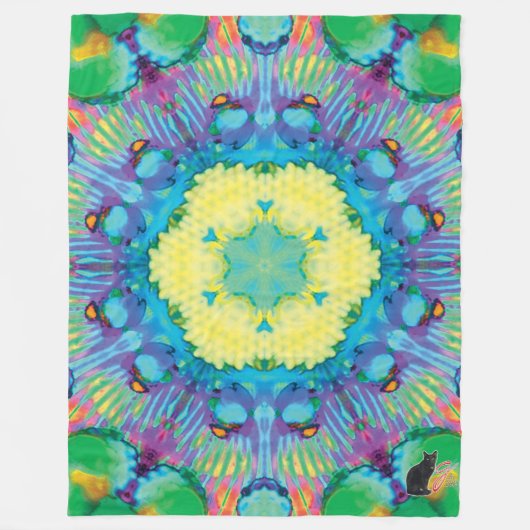 クロノス万華鏡のように千変万化するパターン フリースブランケット (正面)