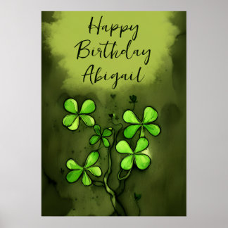 クロバパーソナライズされたーお洒落ズハッピーバースデー ポスター