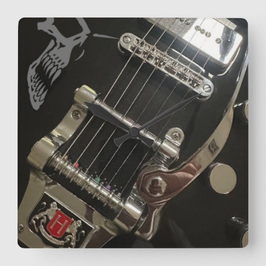 クロパパのギタークロック スクエア壁時計 (正面)