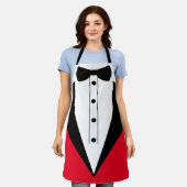 クロピアエプロンのゲーム夜tuxedo黒いネクタイ エプロン (着用した状態)