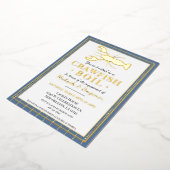 クロフィッシュシーフードブルー婚約パーティ 箔招待状 (回転した状態)