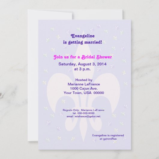 クロフィッシュフルーアデリスブライダルシャワーインビテーション 招待状 (裏面)