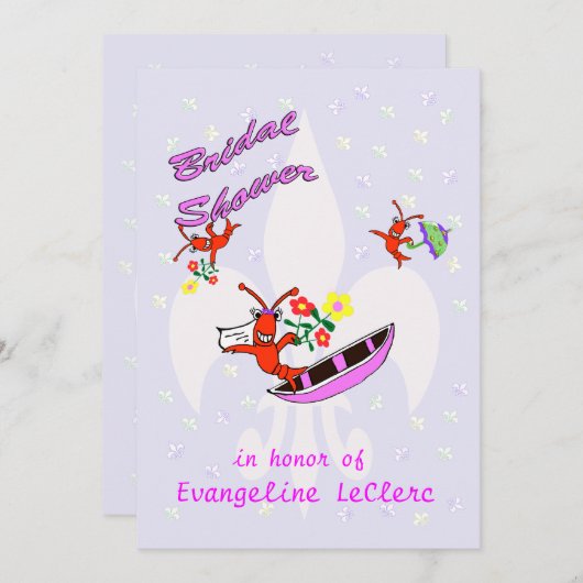 クロフィッシュフルーアデリスブライダルシャワーインビテーション 招待状 (正面/裏面)