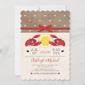 クロフィッシュボイルウェディングシャワーカップルモノグラムインビ 招待状 (正面)