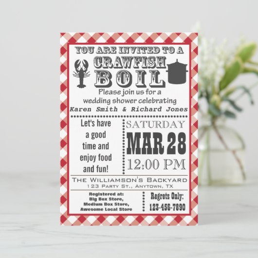 クロフィッシュボイルウェディングシャワーパーティの招待状2 招待状 (スタンド正面)