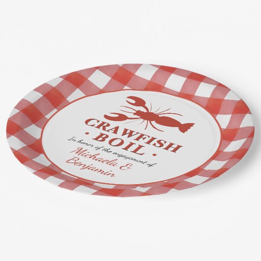クロフィッシュボイルカップルピクニック婚約パーティ ペーパープレート (アングル)