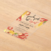 クロフィッシュボイルシーフード婚約パーティ アクリル招待状 (レイダウン)