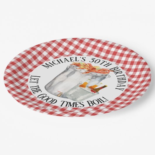 クロフィッシュボイルバースデーパーティープレート ペーパープレート (アングル)