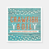 クロフィッシュボイルファミリー懇親会ロブスター素朴ティール（緑がかった色） スタンダードカクテルナプキン (正面)