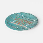 クロフィッシュボイルファミリー懇親会ロブスター素朴ティール（緑がかった色） ペーパープレート (アングル)