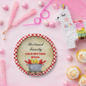 クロフィッシュボイルポットレッドチェックジンガム ペーパープレート (パーティー)