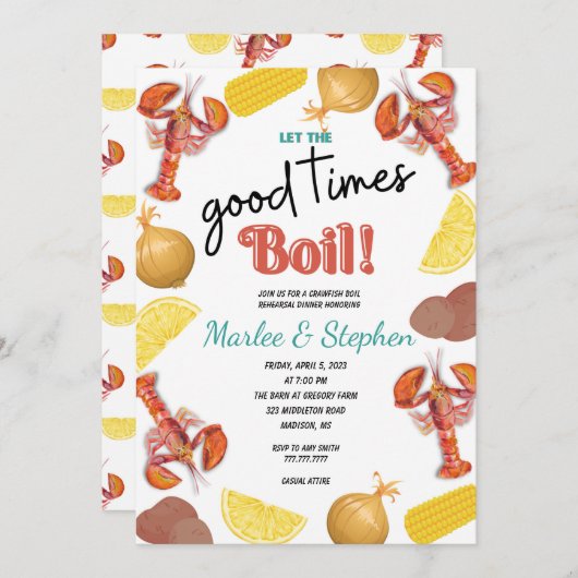 クロフィッシュボイルリハーサルディナー招待状 招待状 (正面/裏面)