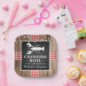 クロフィッシュボイルロブスター素朴ウッド婚約パーティ ペーパープレート (パーティー)