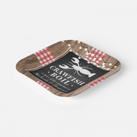 クロフィッシュボイルロブスター素朴ウッド婚約パーティ ペーパープレート (傾斜あり)