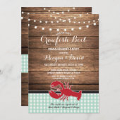 クロフィッシュボイル婚約パーティミントロブスター 招待状 (正面/裏面)