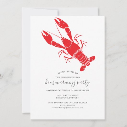 クロフィッシュボイル引っ越し祝いパーティーパーティの招待状 案内状 (正面)