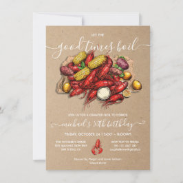 クロフィッシュボイル誕生日クラフトウッドカット 招待状